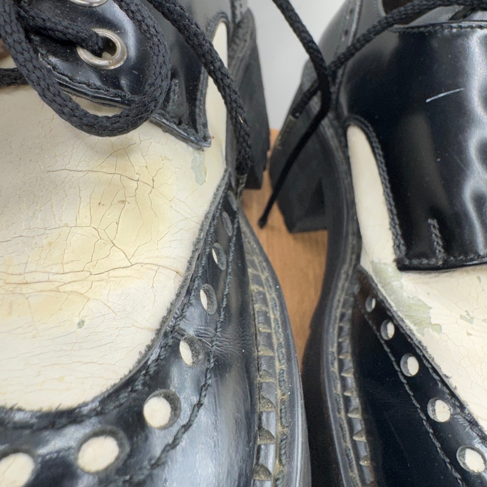 Bed Stu Platform Wingtip Oxfords 9.5 Black White Goth Grunge Chunky Lug Sole - Picture 13 of 15
